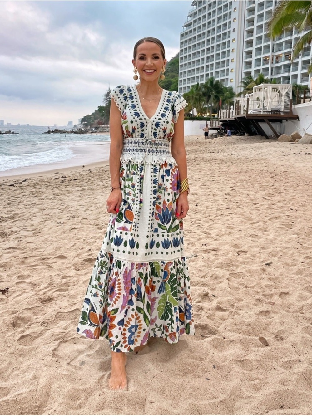 NEW Viral Camila Summer Garden Party Floral Maxi Dress Cotton Scallop Smocked - Picture 12 of 16